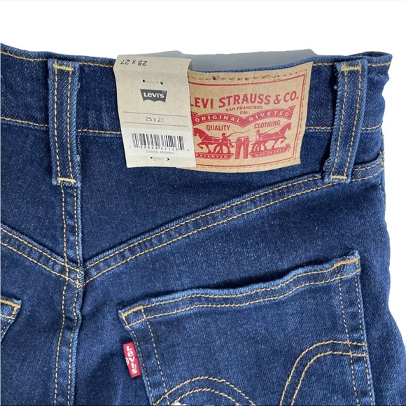 New Levi's Jeans Women’s Sz 25x27 Ribcage Straight Ankle Button Fly Distressed - Picture 7 of 10